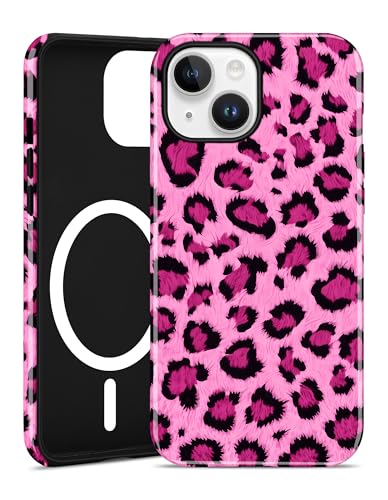 Jusy Magnetic Cheetah Phone Case for iPhone 16 Pro Max,Purple Leopard | Compatible with MagSafe,Cute Aesthetic Tortoise Shell Design,TPU and PC Protective Shockproof Cover - color: Purple Leopard
