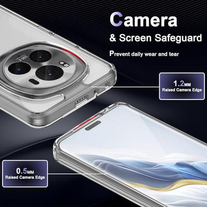 Case for Honor Magic 6 Pro 5G, Military Grade Drop Protection Phone Case, Yellowing Resistant, Anti-Scratch Hard PC Back, Shockproof Hard Ultra-Thin Protective Cover, Clear - size: Honor Magic 6 Pro