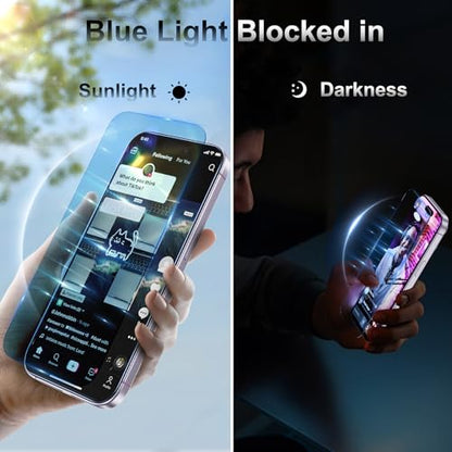 Fotbor [3+3 Pack for iPhone 17 Screen Protector, Anti-Blue Light, [Eye Protection] 9H+ Tempered Glass with Camera Lens Protector - size: iPhone 17 - 6.3 inch