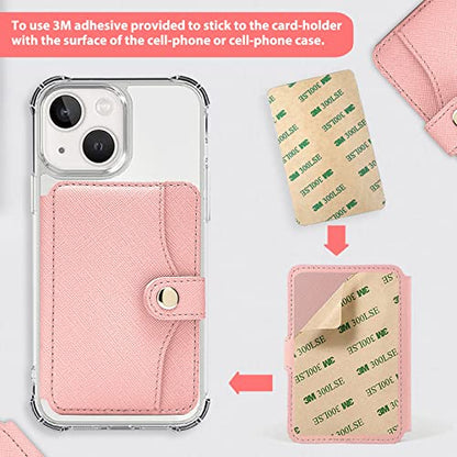 Phone Wallet Stick on for Cases Small Wallet for Women with Adhesive - color: Baby Pink