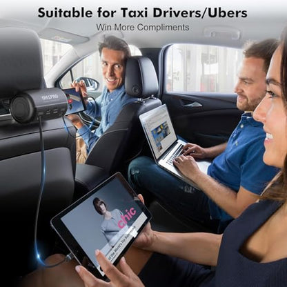OHLPRO Multi Car Retractable Backseat 4 in 1 Car Charging Station Box Compatible with All Phones | iPhone | Samsung | Uber Taxi Lyft Turo Ride Share Customer Charging Dock Attach to Headrest - size: 39.3in Charging Station