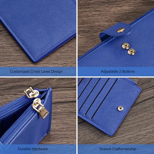 Travelambo RFID Wallet Women Large Size Bifold Multi Card Wallet Case with Zipper Pocke Credit Card Holder for Women - color: Blue Deep