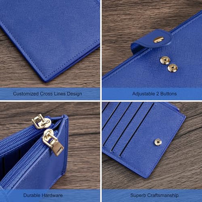 Travelambo RFID Wallet Women Large Size Bifold Multi Card Wallet Case with Zipper Pocke Credit Card Holder for Women - color: Blue Deep
