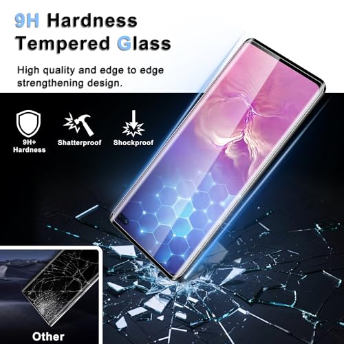 2+2 Pack for Samsung Galaxy S10 Plus Screen Protector, 9H Tempered Glass + Camera Lens Protector, Full Coverage, Case Friendly, Anti-Scratch, Bubble-Free for S10 Plus 5G 6.4” - size: 6.4 Inch-Galaxy S10 Plus