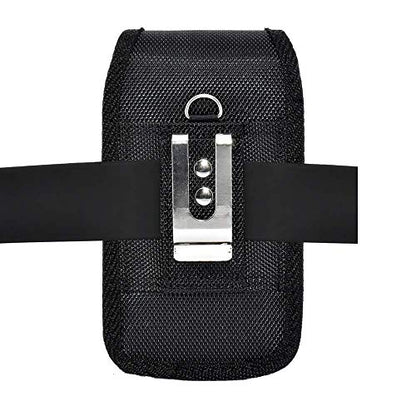 Vertical Pouch Compatible with Samsung Galaxy S7, S6 or S5, a Large Size Rugged Nylon Heavy Duty Carrying Case with Belt Clip, Fits the Phone with a Thick Case On. Plus a Stylus Pen - color: Black Vertical Rugged Large Case