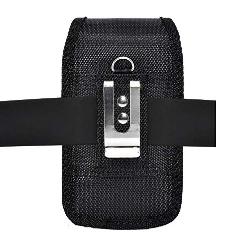 Vertical Pouch Compatible with Apple iPhone 6, 6s, 7 or 8, a XL Heavy Duty Rugged Nylon Canvas Carrying Case with Belt Clip, Fits the Phone with Charging case On - color: Black Vertical Rugged Case, size: XL