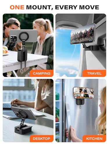 A2C 3-in-1 Magnetic Phone Holder for Gym Travel with Tray Table Clamp - color: Black