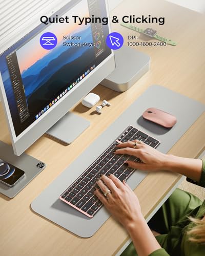 seenda SKM64-2 Bluetooth Keyboard and Mouse Combo for Mac, MacBook and iPad - color: Black & Rose Gold