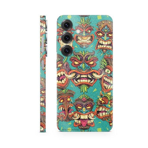 Glossy Glitter Phone Skin Compatible with Samsung Galaxy S25 - Crazy Tikis - Premium 3M Vinyl Protective Wrap Decal Cover - Easy to Apply | Crafted in The USA by MightySkins - color: Crazy Tikis, size: Galaxy S25 (Full Wrap), style: Glossy Glitter Finish
