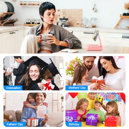 TechGlow Gifts for Men Women Foldable Cellphone Stand with Bluetooth Speaker and Charging Function 360° Rotatable Phone Stand Birthday Gift Idea for Mom Dad Cool Tech Gifts-Pink - color: Pink