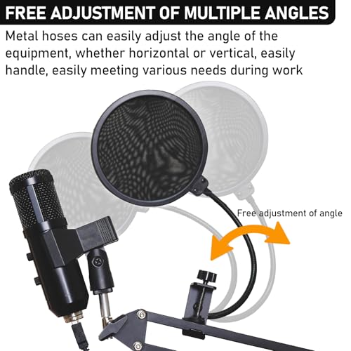 2PCS 12" Flexible Gooseneck Arm-1/4-20 Thread Metal Hose for Microphone, Action Camera Phone 360° Adjustable Black Steel Holder - size: 12 Inch