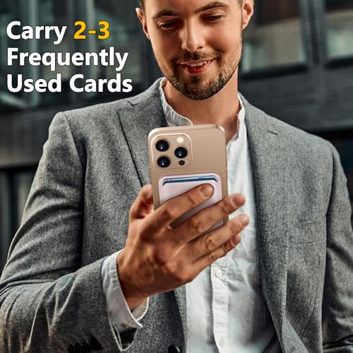 Upgraded MagSafe Wallet, Magnetic Phone Wallet 3 Cards Holder, 23 Magnets, Credit Card RFID Blocking, Slim Leather, Magnetic Wallets for iPhone 17/16/15/14/13/12 Series-Pink - color: Pink