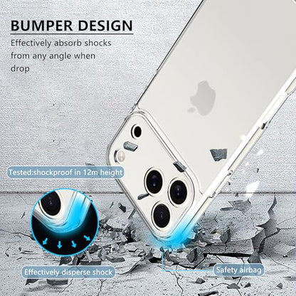 Anoowkoa Designed for iPhone 17 Pro Case 6.3" Anti Yellowing Clear Phone Case with（2 Pack ） Tempered Glass Screen Protector.9H Hardness Military Grade Protection Support Fingerprint Unlocking - color: iPhone 17 Pro