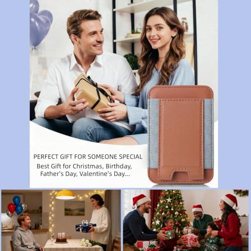 7 Cards Holder for MagSafe Wallet, Stronger Magnetic Wallet RFID Blocking for iPhone 17/16/15/14/13/12 and Pro Promax Series - color: brown elastic wallet