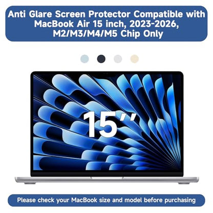 2 Pack Compatible with MacBook Air 15 Inch Screen Protector (2023-2026, M2, M3, M4, M5), Matte Anti Glare Film Anti Scratch Protector for Mac Air 15.3'' A2941 A3114 A3241 A3448 - size: MacBook Air 15 Inch (2023-2025, M2/M3/M4)
