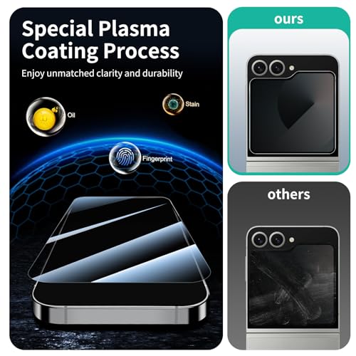 Privacy Screen & Camera Lens Protector for Samsung Galaxy Z Flip6, Double Shatterproof Anti-Spy Tempered Glass, Private Black Protection, 9H Hardness Anti-Scratch Case-Friendly, 3 Pack Each - color: Flip6 Black