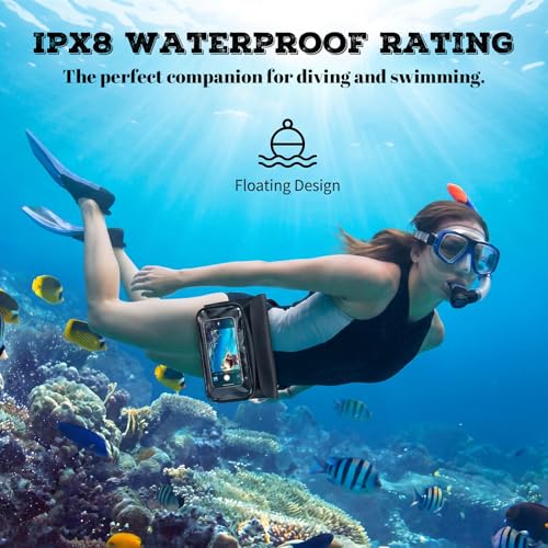 Ipx8 Waterproof Fanny Pack, 1 Pack Floating Waterproof Phone Pouch Touchscreen Dry Bag with Adjustable Waist Strap for Beach, Swimming, Kayaking, Boating, Fits Phones up to 8.5"(Black) - color: Black