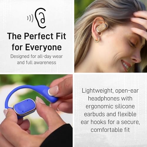 Groovz Open-Ear Plus True Wireless Headphones with Battery Display - Designed & Engineered in the USA - Multi-Point Pairing Bluetooth Open Ear Earbuds Compatible with Apple & Android - Oil Slick - color: Oil Slick