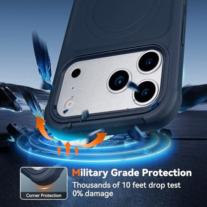 for iPhone 17 Pro Case with Clip, Compatible with Magsafe, Blue | Anti-Drop, Anti-Fingerprint, 3 in 1 Heavy Duty Shockproof Protection, Military-Grade for iPhone17 Pro Phone Case Rugged - color: Blue