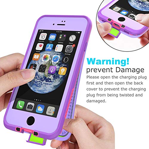 Diverbox for iPhone SE 2020 Waterproof Case iPhone 8 Waterproof Case,Waterproof Shockproof IP68 Full-Body Sturdy Case Built-in Screen Protector for Full Sealed Cover 4.7 in (Purple) - color: Purple