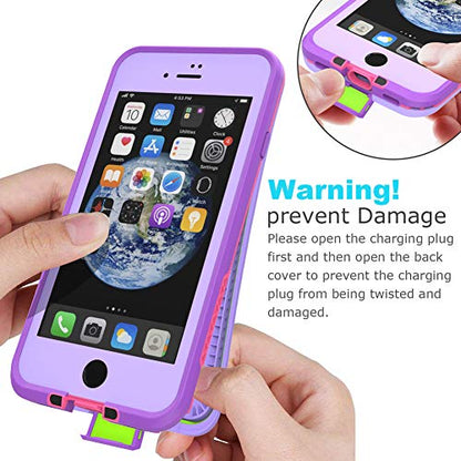 Diverbox for iPhone SE 2020 Waterproof Case iPhone 8 Waterproof Case,Waterproof Shockproof IP68 Full-Body Sturdy Case Built-in Screen Protector for Full Sealed Cover 4.7 in (Purple) - color: Purple