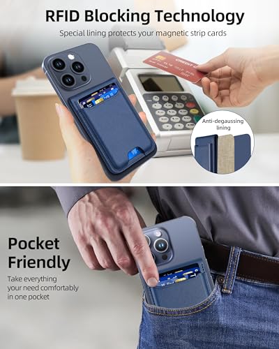 ExtreLife for Magsafe Wallet, Works with Apple Find My, 6 Cards Holder - color: Navy Blue