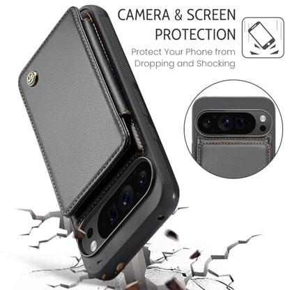 Kowauri for Google Pixel 9 Pro XL Case, PU Leather Wallet Case for Women Men with RFID Blocking Card Holder Slot Magnetic Closure Shockproof Protective Phone Cover for Google Pixel 9 Pro XL (Black)