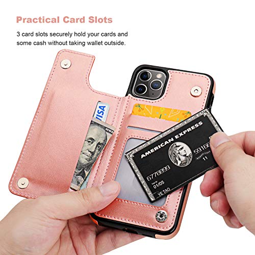 Vaburs for iPhone 11 Pro Max Wallet Case Card Holder Butterfly, Rose Gold - color: Rose Gold
