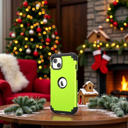 IDweel for iPhone 15 Case with Screen Protector,Luxury 3 in 1 Shockproof Slim Fit Hybrid Heavy Duty Protection Glitter Hard PC Cover Soft Silicone Bumper Full Body Case,Green - color: Green