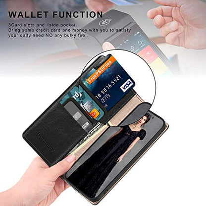 Belemay Case Compatible with iPhone 14 Wallet Case-Genuine Leather Flip Phone Case-RFID Blocking Card Holder-Shockproof TPU Shell Folio Book Cover Women Men Compatible with iPhone 14 (6.1-inch) Black - color: Black, size: iPhone 14