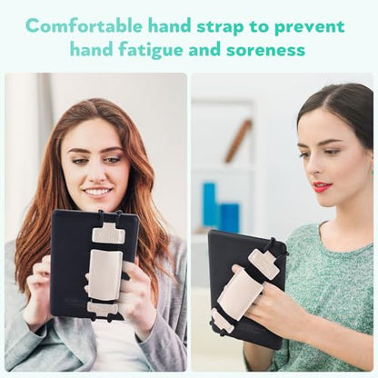 Secure Hand Strap for Kindle and Tablet - High Elasticity Finger Grip Holder Accessories for 6-8 Inches E-Book Tablet - color: Silver White