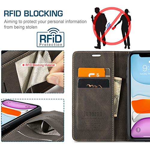 japezop Compatible with iPhone 11 Case,iPhone 11 Case Wallet with[RFID Blocking] Card Holder Kickstand, Leather Flip Wallet Case for iPhone 11 6.1 inch(Coffee) - color: Coffee, size: iPhone 11 6.1 Inch