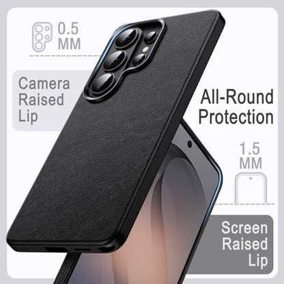 JETech Vegan Leather Case for Samsung Galaxy S26 Ultra, Black | Compatible with MagSafe, Anti-Slip Grip Phone Cover, Metal Button, Soft Microfiber Lining - color: Black, size: Galaxy S26 Ultra