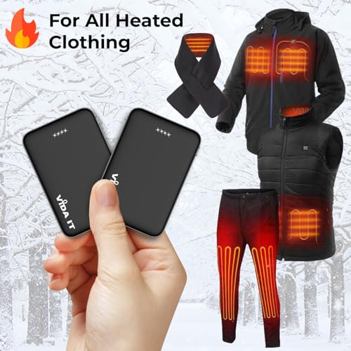 Vida IT 2-Pack Ultra Compact Power Bank Battery Pack for Heated Vest Jacket Coat Scarf Socks, 5000mAh USB Power Pack Portable Charger for iPhone Samsung Android Phone, Lightweight and Small 2A 5V DC - color: [2-Pack] Power Bank
