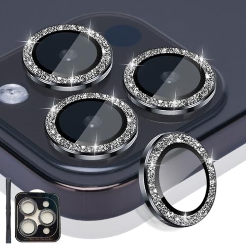 Camera Lens Protector for iPhone 14 Pro/14 Pro Max, Glitter Black - color: Glitter Black