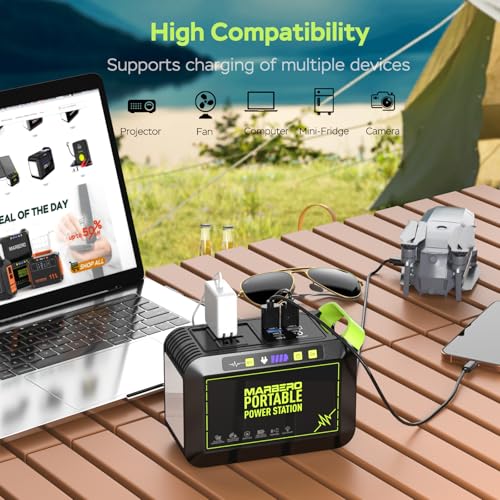 MARBERO Solar Powered Generator 88Wh, 120W Surge with 25W Solar Panel Kit - color: Green Gray