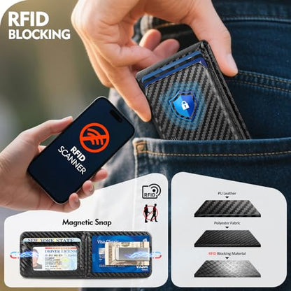 Shieldtop RFID Blocking MagSafe Wallet Stand with Card Holder,5 Card Slots & ID Window,PU Leather Magnetic Adjustable Kickstand for iPhone 12/13/14/15/16/17 Pro Max & Air Plus Series,Carbon Black - color: Carbon Black