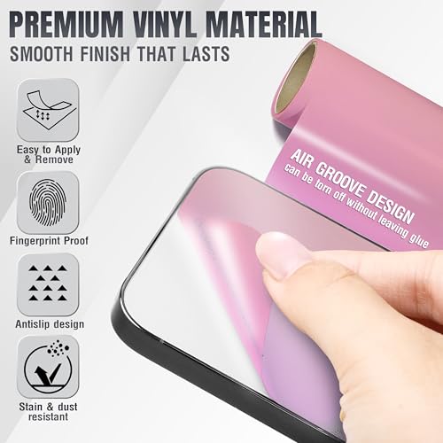 2Pcs Skin Wrap Compatible for iPhone 15 Pro – Slim Decal Vinyl Protective Film for Sides & Back – Sleek Fit, Premium Look – Compatible with All iPhone 15 Pro Cases - Iridescent Pink - color: Iridescent Pink