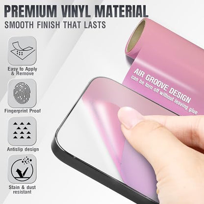 2Pcs Skin Wrap Compatible for iPhone 15 Pro – Slim Decal Vinyl Protective Film for Sides & Back – Sleek Fit, Premium Look – Compatible with All iPhone 15 Pro Cases - Iridescent Pink - color: Iridescent Pink