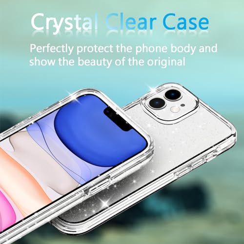 TENOC Phone Case Compatible with iPhone 11, Glitter Case Clear Sparkling Protective Bumper Cute Cover for Girls Women - color: Clear Glitter, size: iPhone 11
