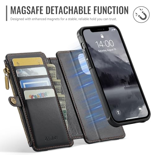 for iPhone 14 - Phone Case Wallet Magnetic Detachable, Black - color: Black, size: iPhone 14