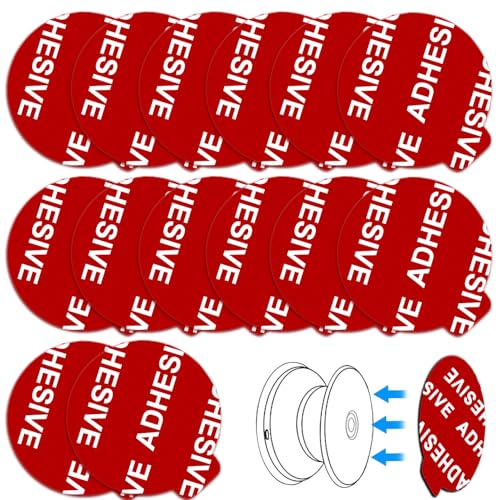 14 Pack Very High Bond Sticky Adhesive Replacement Compatible with Socket Mount Base Sticker Pads for Collapsible Grip & Stand (Red)