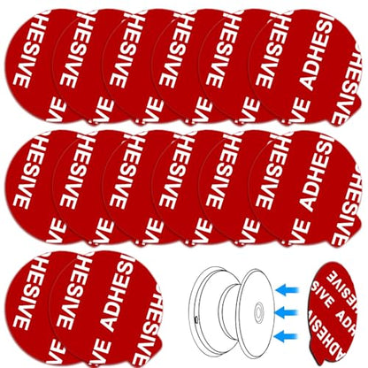 14 Pack Very High Bond Sticky Adhesive Replacement Compatible with Socket Mount Base Sticker Pads for Collapsible Grip & Stand (Red)