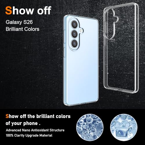 Silicone Clear for Samsung Galaxy S26 Case,Thin with Comfort Grip | Soft Slim-Fit TPU Galaxy S26 Phone Cover,Non-Slip,Shockproof Protection,Scrath-Resistant - size: Galaxy S26