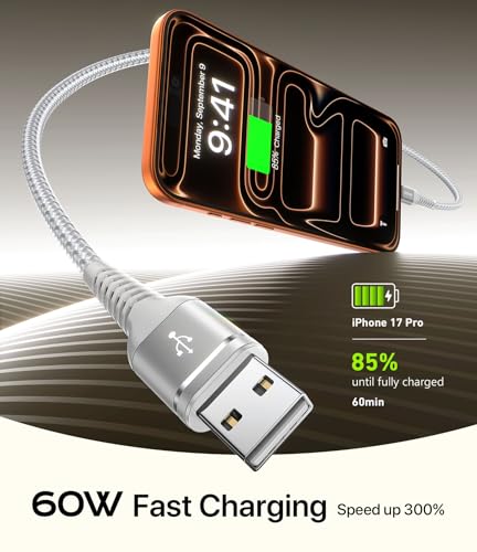 USB C to C Cable 6FT 2Pack, USB C to USB C Cable Fast Charging iPhone USB C - color: Silver, size: 6FT, style: 60W USB A to USB C