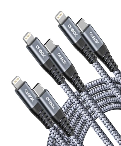 iPhone Charger Fast Charging [MFi Certified] USBC Lightning Cable 6FT 3Pack - color: Grey, size: 6FT, style: C to Lightning