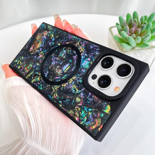 AIGOMARA Magnetic Rectangle for iPhone 15 Pro Max Case, Abalone Shell - color: Abalone, size: iPhone 15 Pro Max