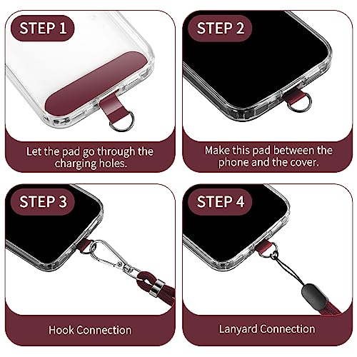 CACOE Phone Lanyard, Dark Red, 2 Pcs - color: Dark Red, size: 30"（Neck Strap×1）+8"（Wrist Strap×1）