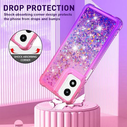 for Moto G Play 2024 Case with Screen Protector, Pink Purple - color: Pink Purple Color
