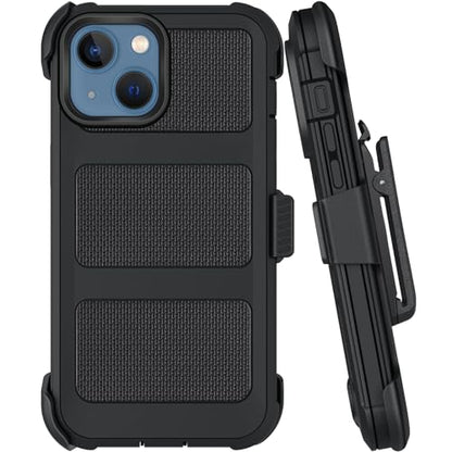 Belt Clip Holster Compatible with iPhone 13 Defender Case with 360° Rotating Stand - Heavy Duty Protection Anti-Drop Shockproof, Black - size: iPhone 13